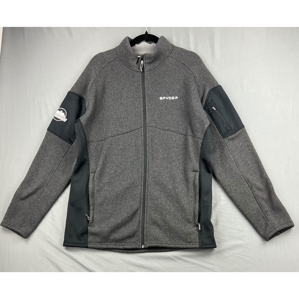 Spyder Full Zip Sweater Fleece Jacket Mens XL Gray Heather Performance Excellent
